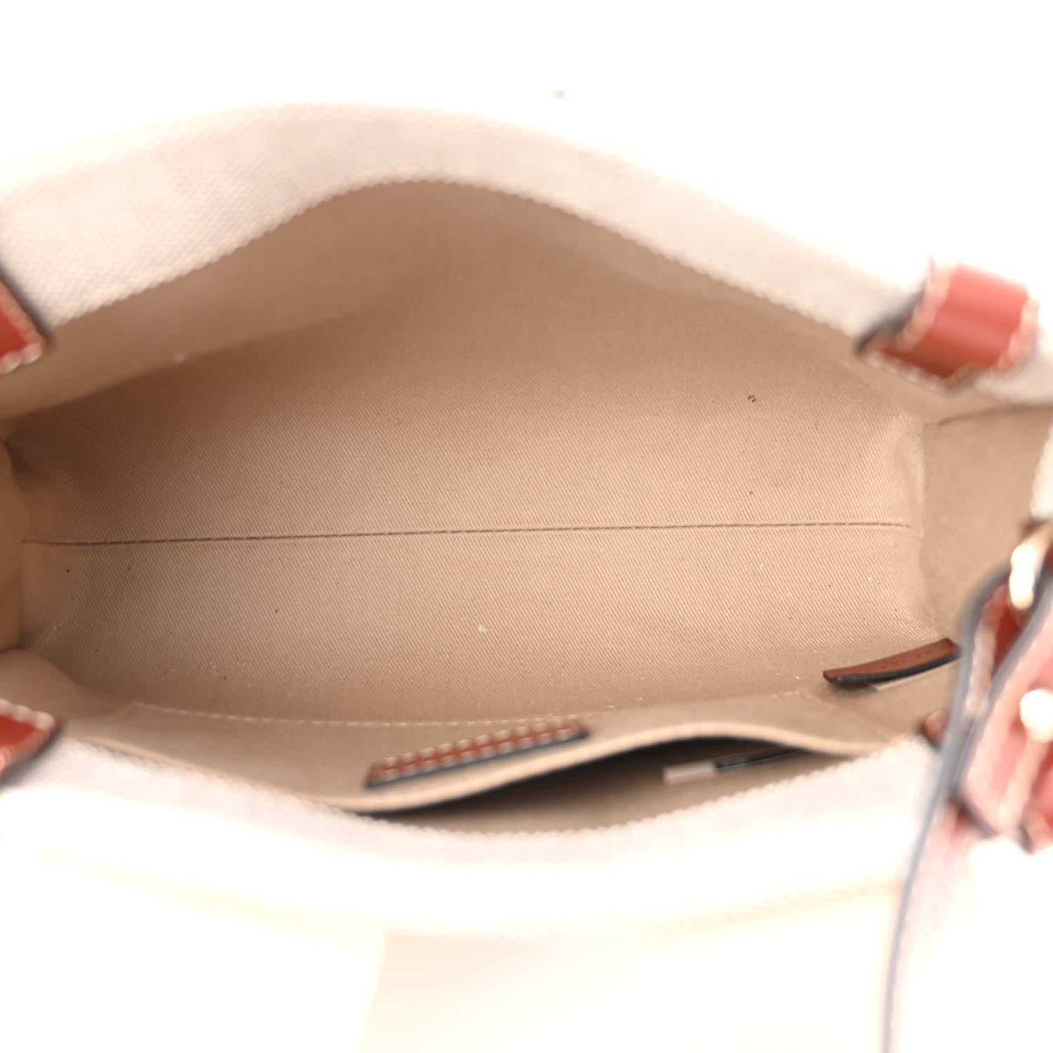 Chloe Cotton Calfskin Small Woody Ribbon Tote With Strap White Brown 5 of 10