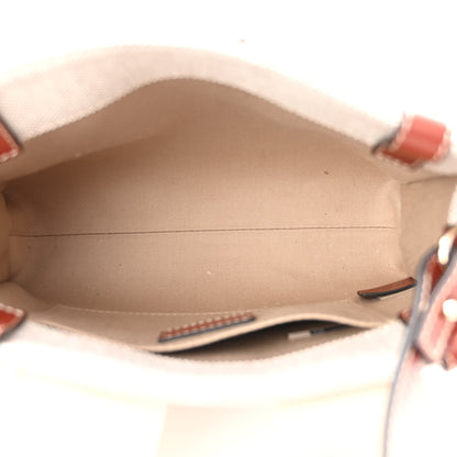 Chloe Cotton Calfskin Small Woody Ribbon Tote With Strap White Brown 5 of 10