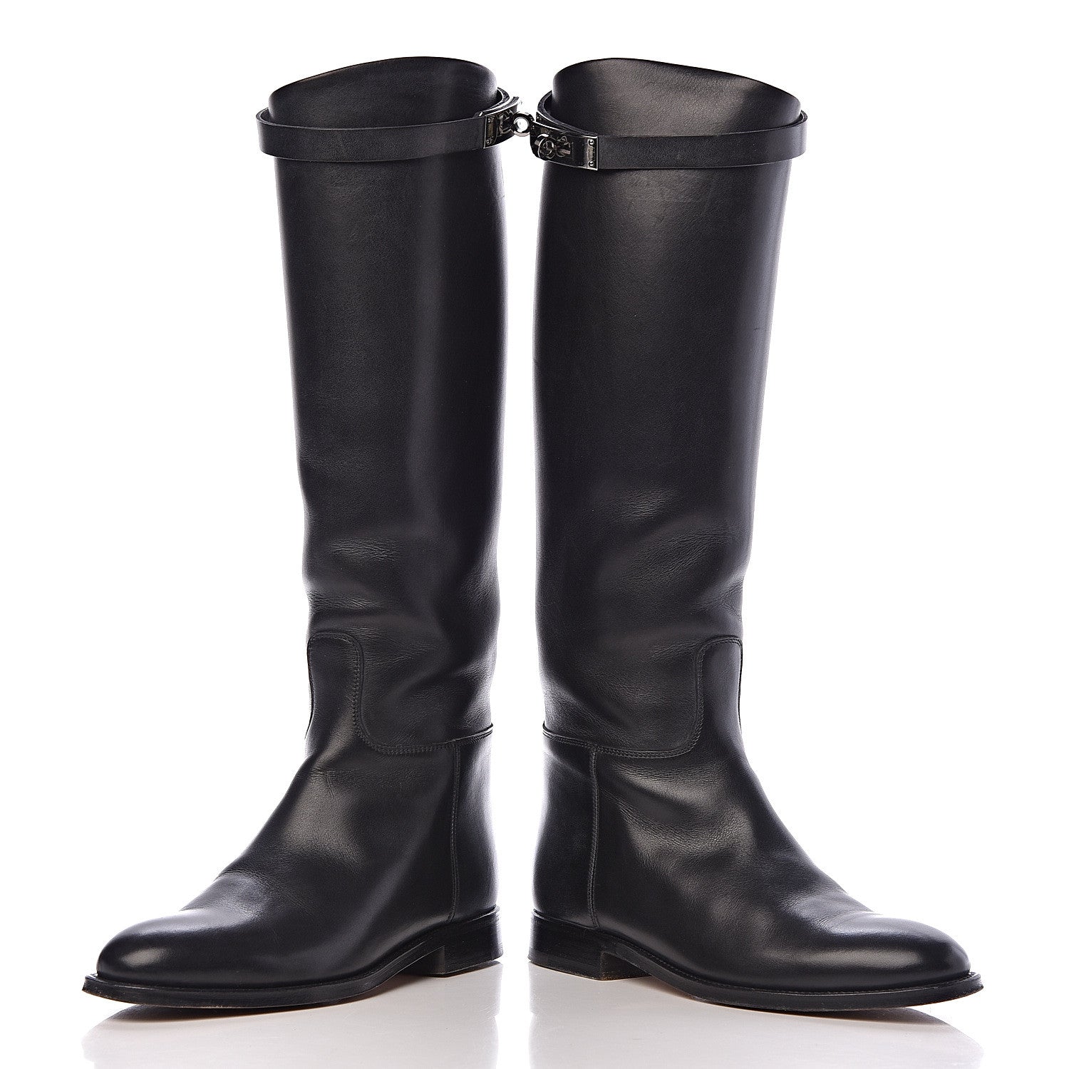 Hermes Box Calfskin Equestrian Jumping Boots 36 Black 6 of 12