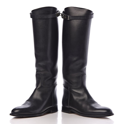 Hermes Box Calfskin Equestrian Jumping Boots 36 Black 6 of 12