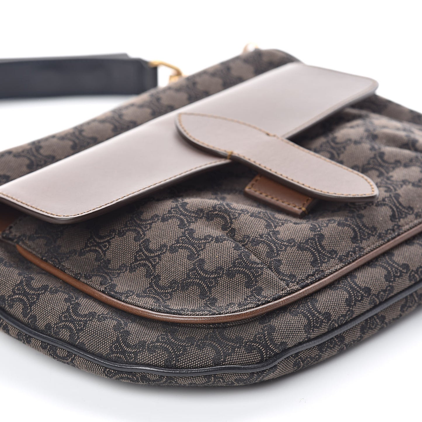 Smooth Calfskin Canvas Triomphe Shoulder Bag Tobacco