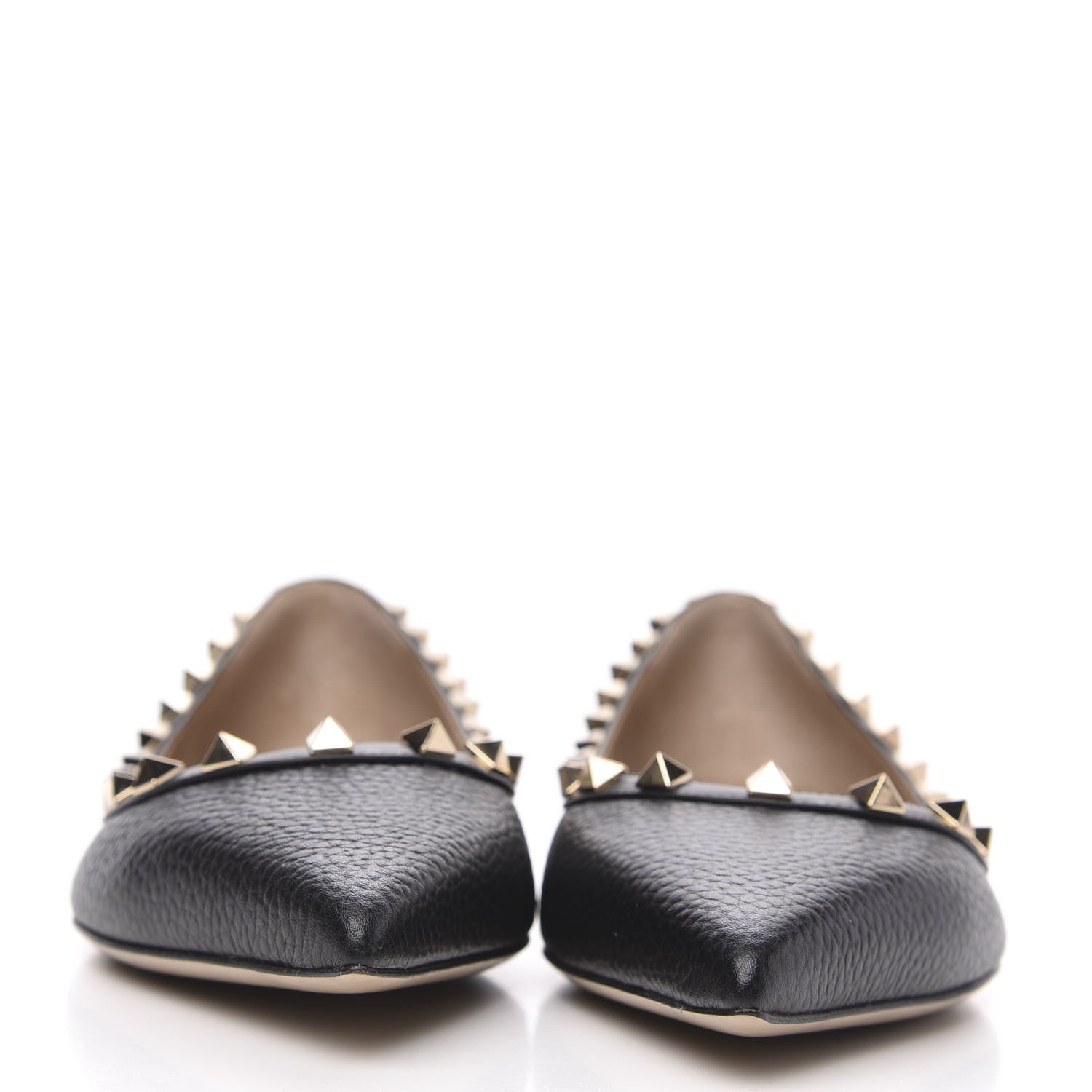 Valentino Garavani Pebbled Calfskin Rockstud Ballerina Flats 39.5 Black 2 of 9