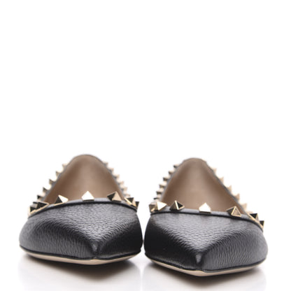 Valentino Garavani Pebbled Calfskin Rockstud Ballerina Flats 39.5 Black 2 of 9