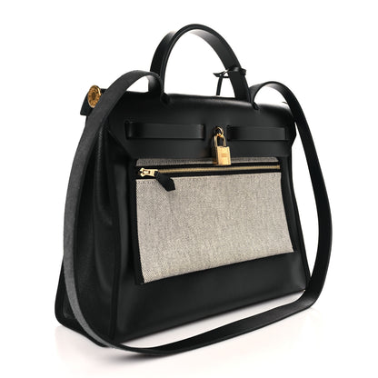 Hermes Toile H Berline Vache Hunter Herbag Zip PM 31 Black Ecru 4 of 10