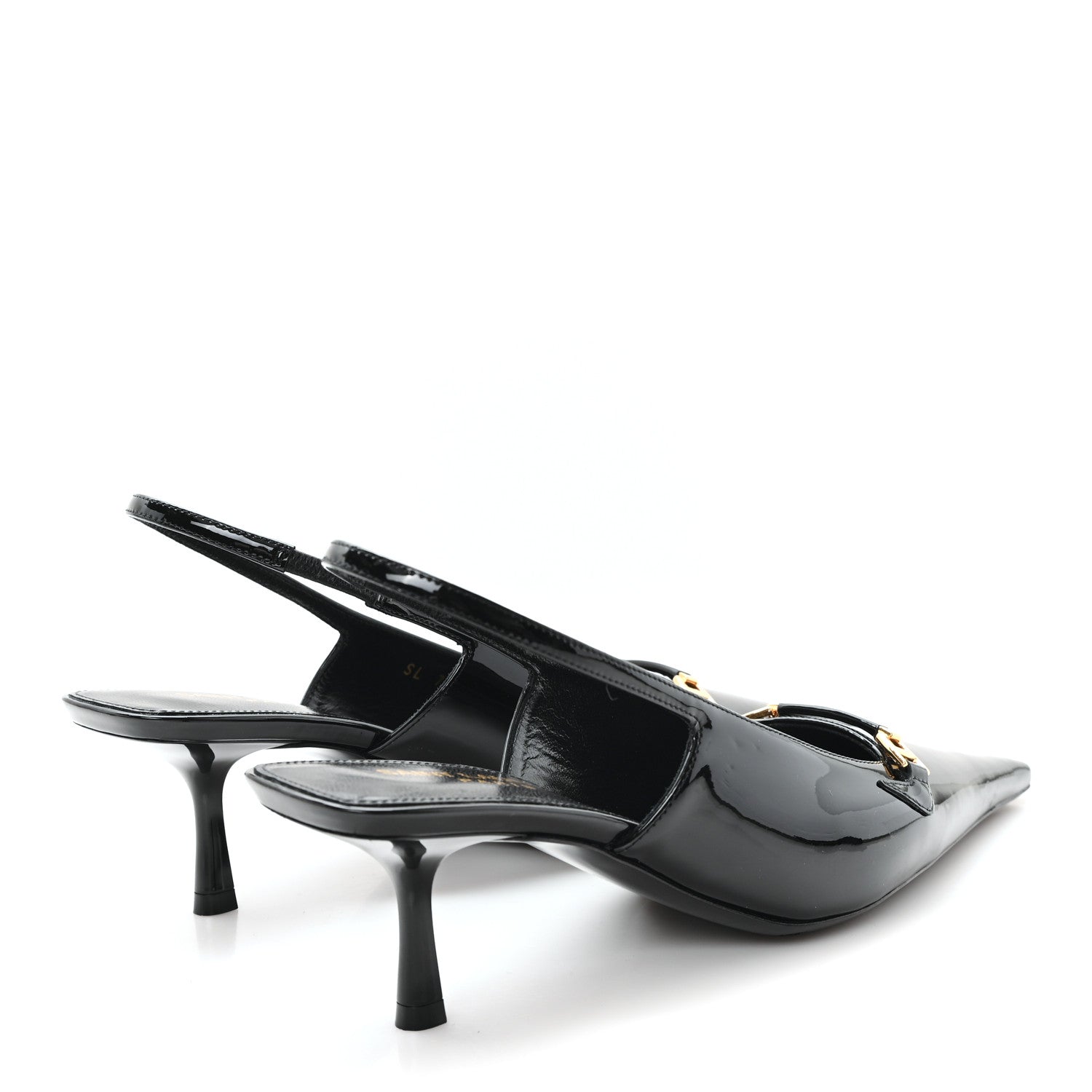 Saint Laurent Patent Bade Slingback Pumps 36 Black 5 of 10