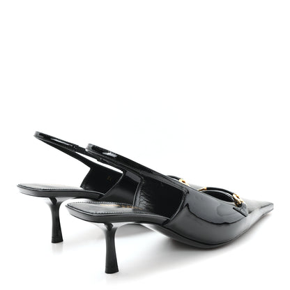 Saint Laurent Patent Bade Slingback Pumps 36 Black 5 of 10