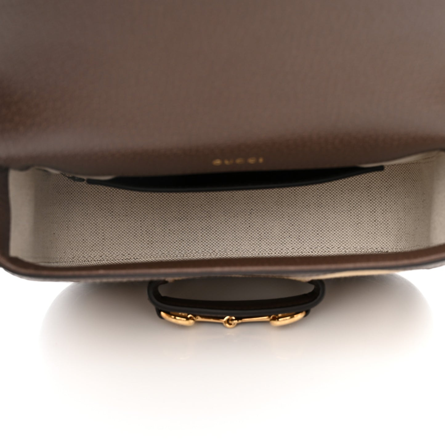 Monogram Jumbo GG Textured Dollar Calfskin Web Mini Horsebit 1955 Shoulder Bag Camel Ebony New Acero