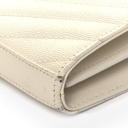 Saint Laurent Grain De Poudre Matelasse Chevron Monogram Chain Wallet Porcellana 7 of 7
