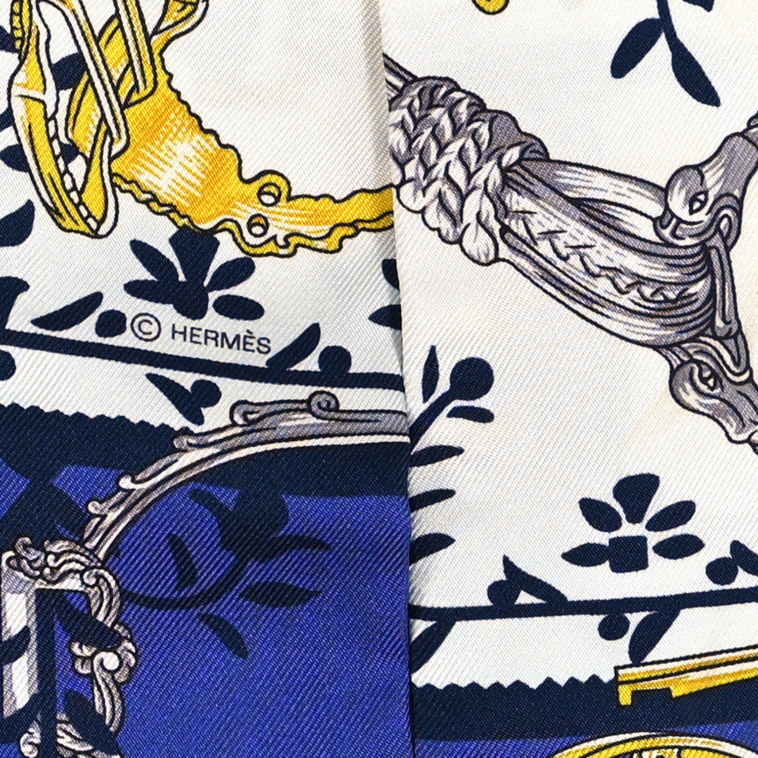 Hermes Silk Etriers Remix Twilly Marine White Or 4 of 4