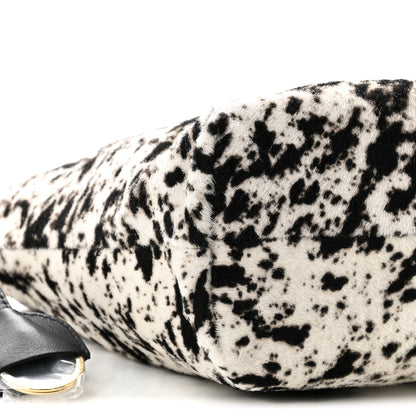 Chanel Pony Hair Printed Drawstring Clutch With Strap White Black 9 of 10