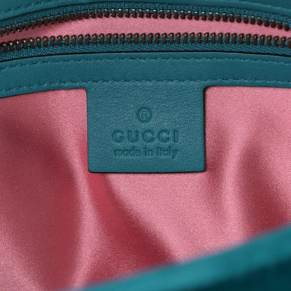 Gucci Velvet Matelasse Small GG Marmont Shoulder Bag Pavone Cyan 10 of 11