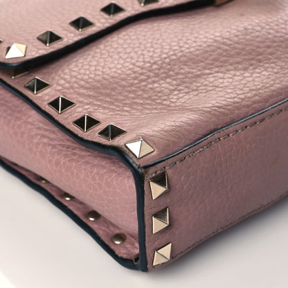 Valentino Garavani Pebbled Calfskin Medium Rockstud Flip Lock Crossbody Bag Lipstick 8 of 12