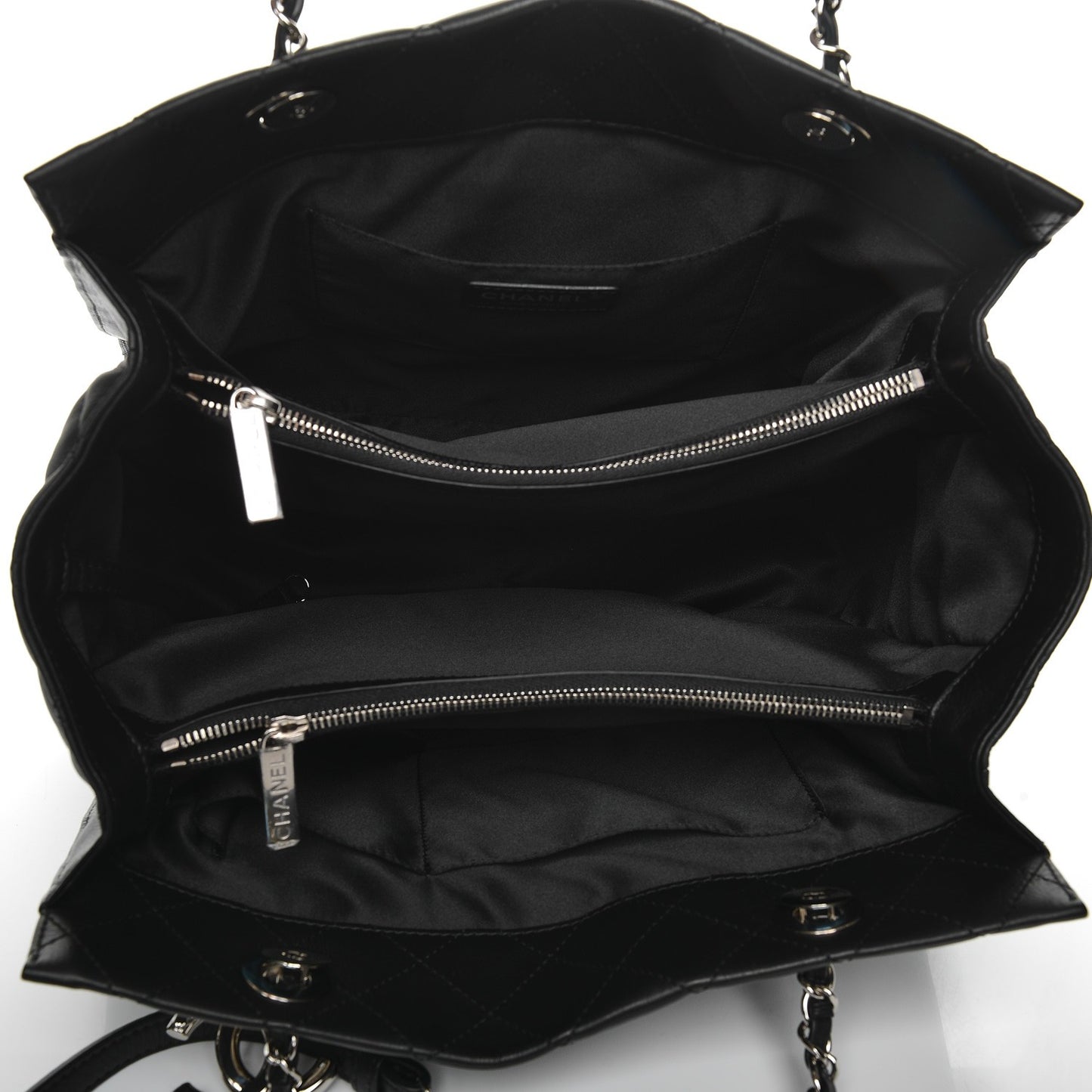 Calfskin Quilted Large Chic and Soft Shopping Tote Black