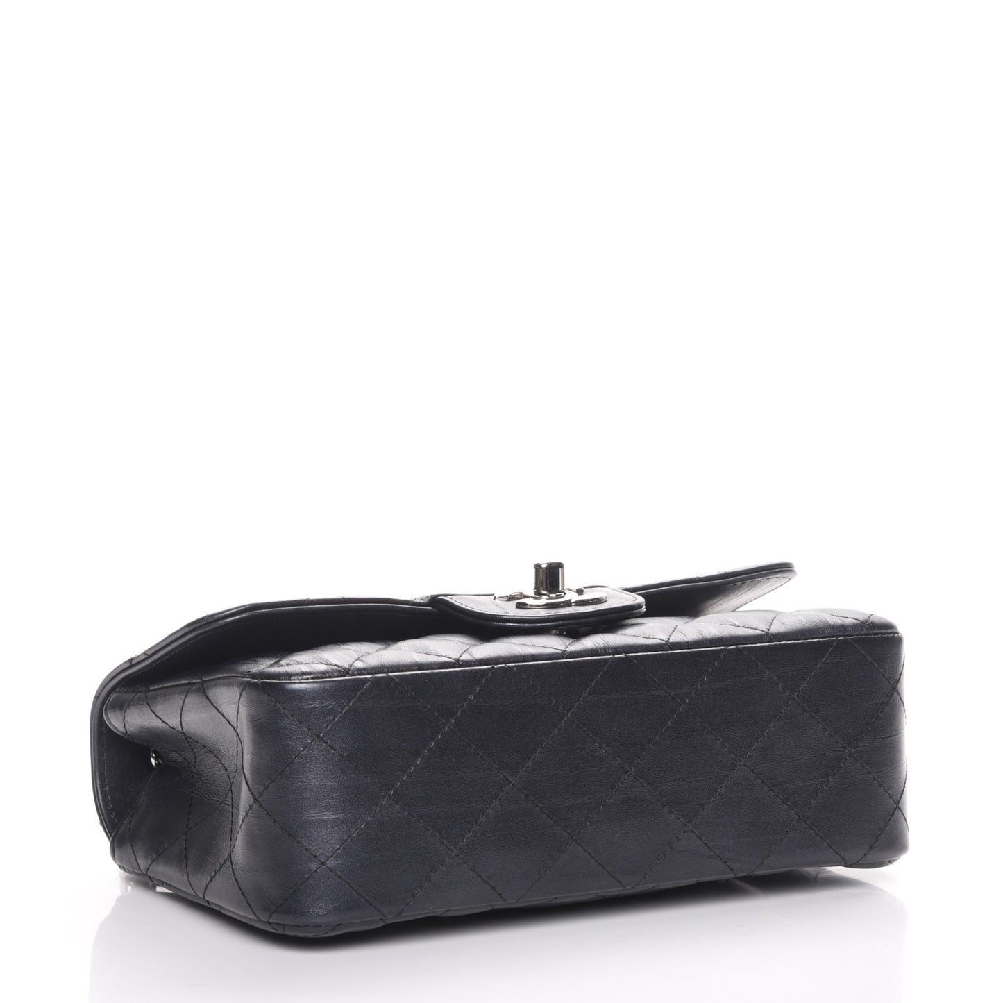 Calfskin Quilted Mini Rectangular Flap Charcoal