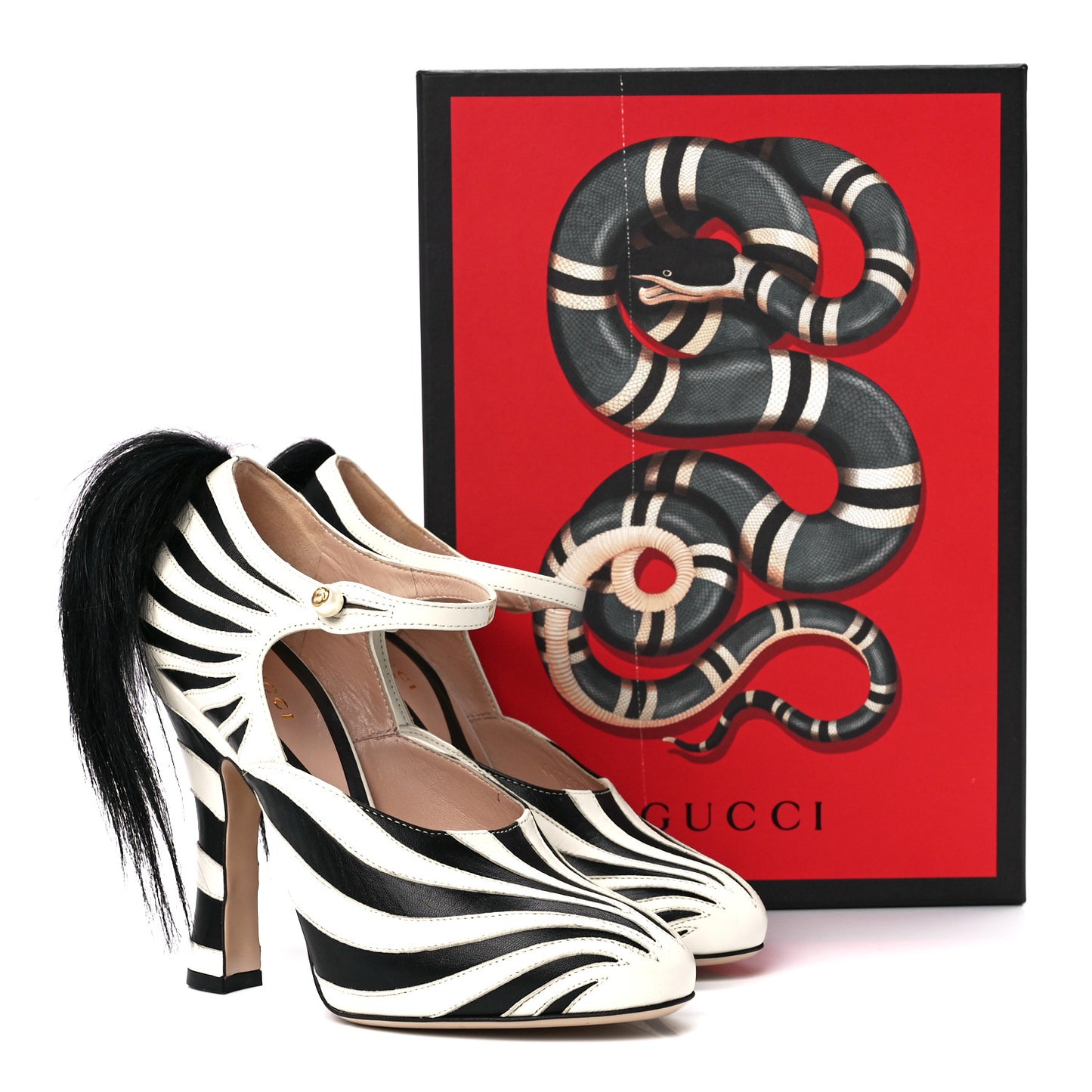Malaga Kid Fur Zebra Inlay Lesley Mary Jane Pumps 37 Mystic White Black