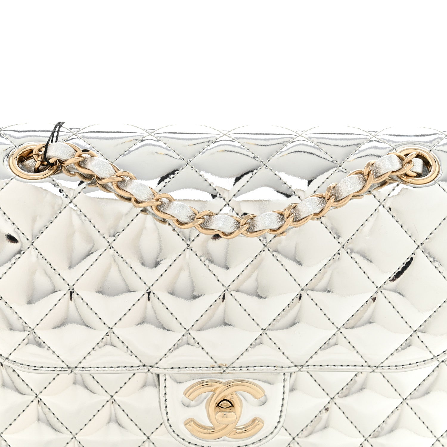 Chanel Mirror Calfskin Metallic Calfskin Medium Hollywood Boulevard Flap With Star Coin Purse Silvery 9 of 12
