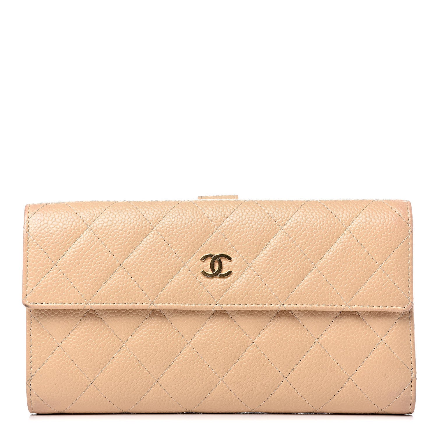Chanel Caviar Quilted Long Flap Wallet Beige 1 of 14