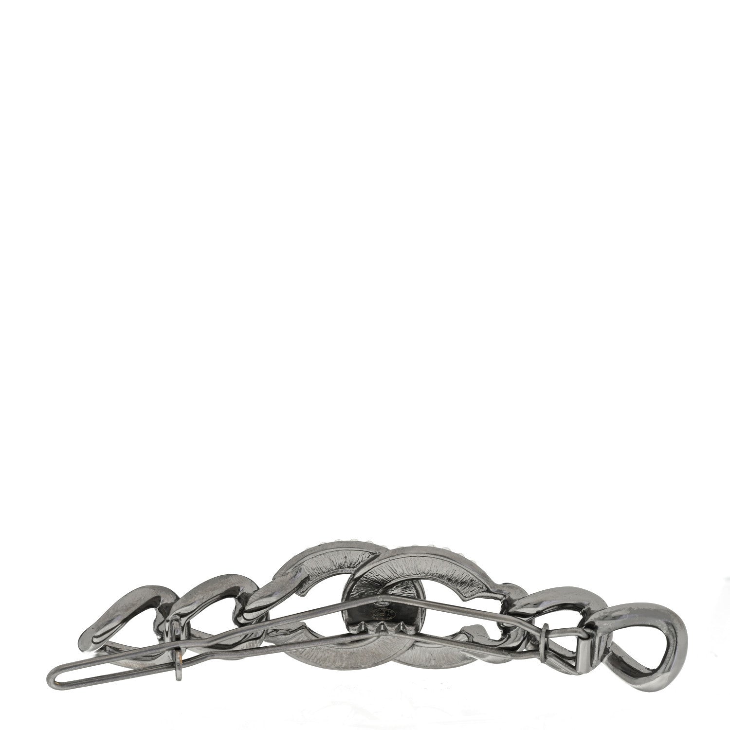 Chanel Crystal Chain CC Hair Clip Barrette Ruthenium 3 of 5