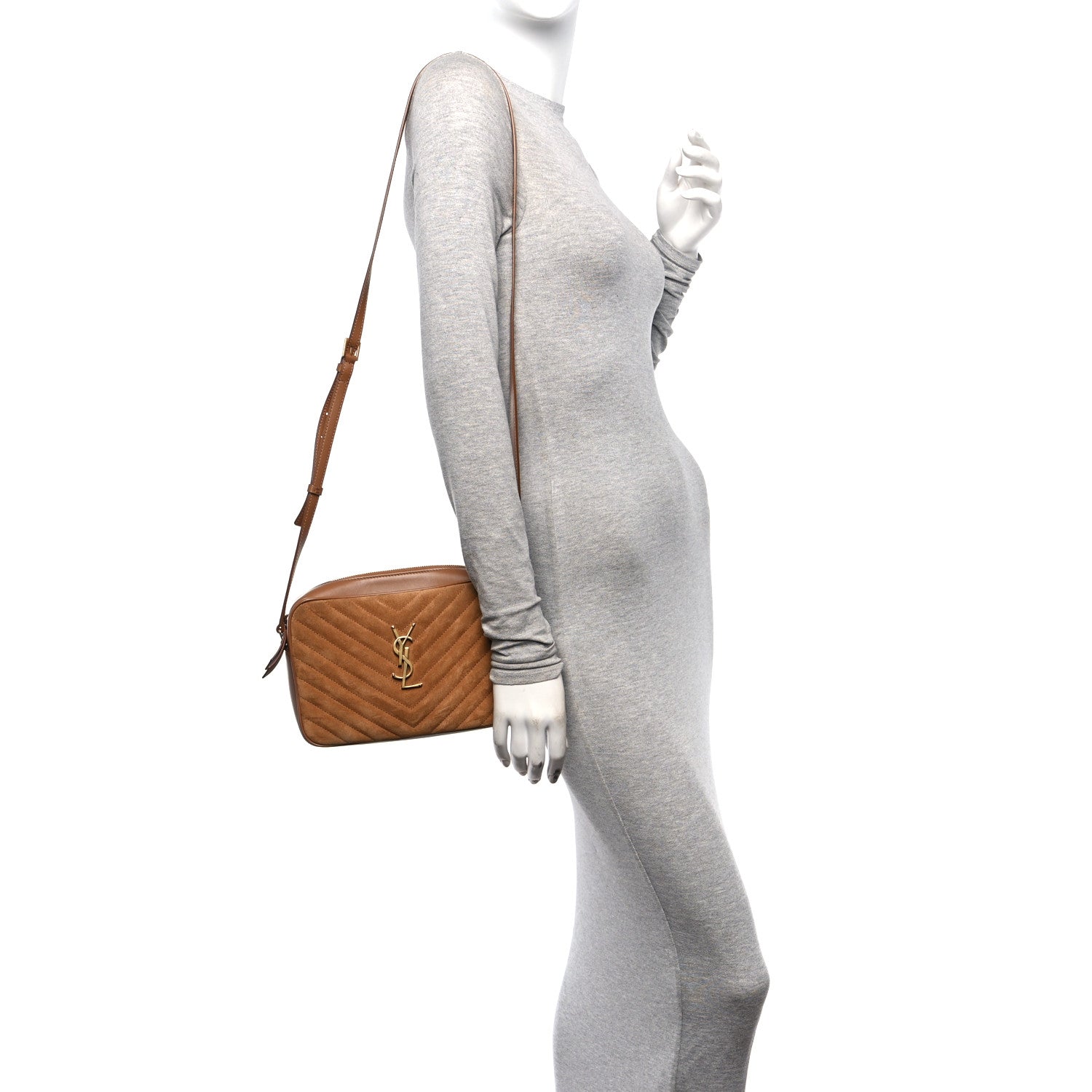 Saint Laurent Suede Matelasse Monogram Lou Camera Bag Cinnamon 2 of 11