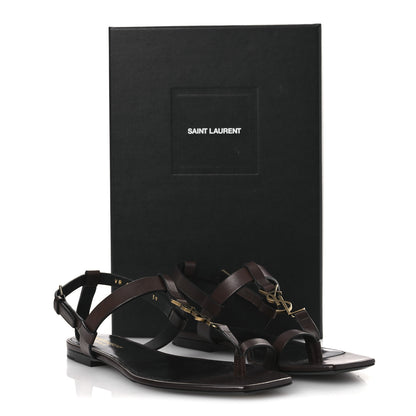Saint Laurent Calfskin Cassandra Monogram Sandals 39 Moro 12 of 12