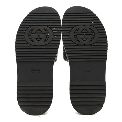 Gucci Jacquard Black Denim GG Monogram Angelina Platform 55mm Slide Sandals 38 Black Ivory 5 of 9
