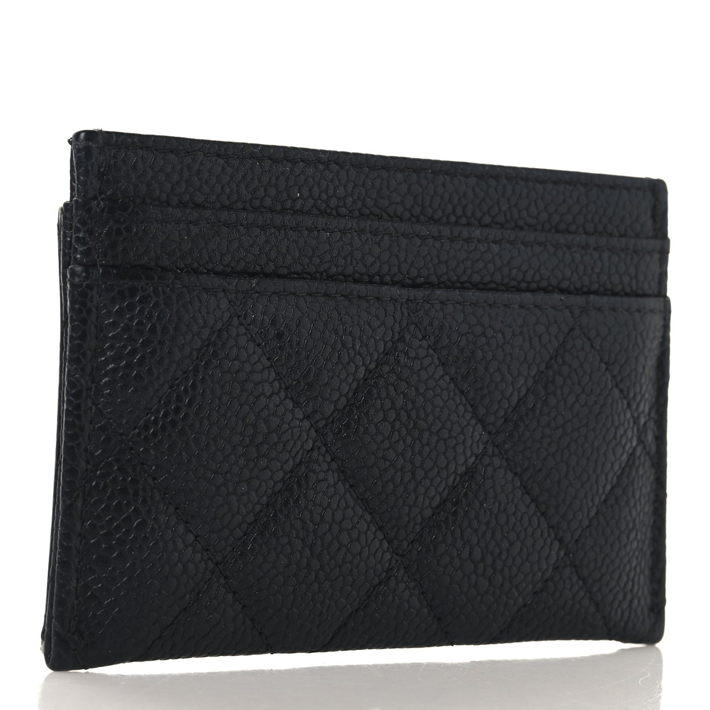 Caviar Quilted Filigree Card Holder Black