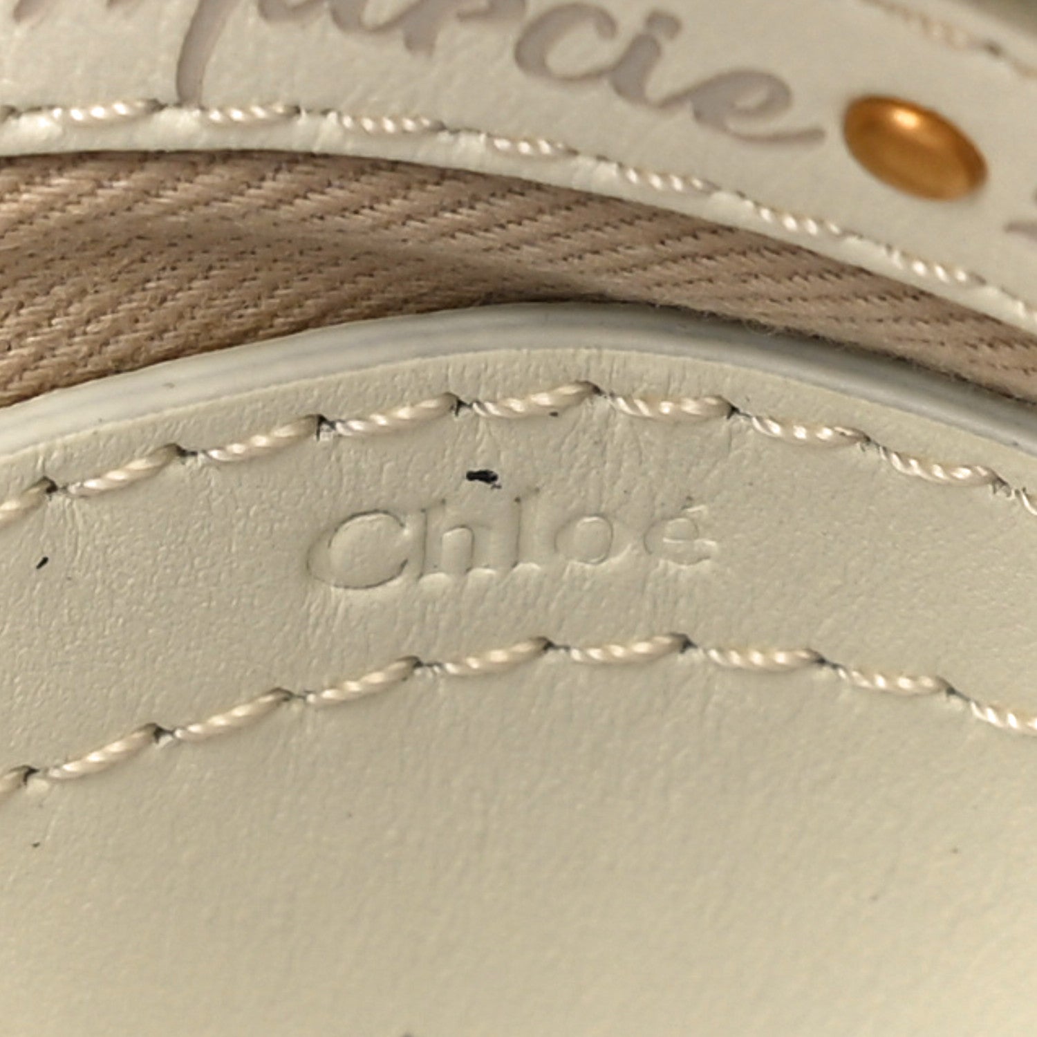 Chloe Grain Calfskin Mini Marcie Multi Fringe Satchel Natural White 7 of 10