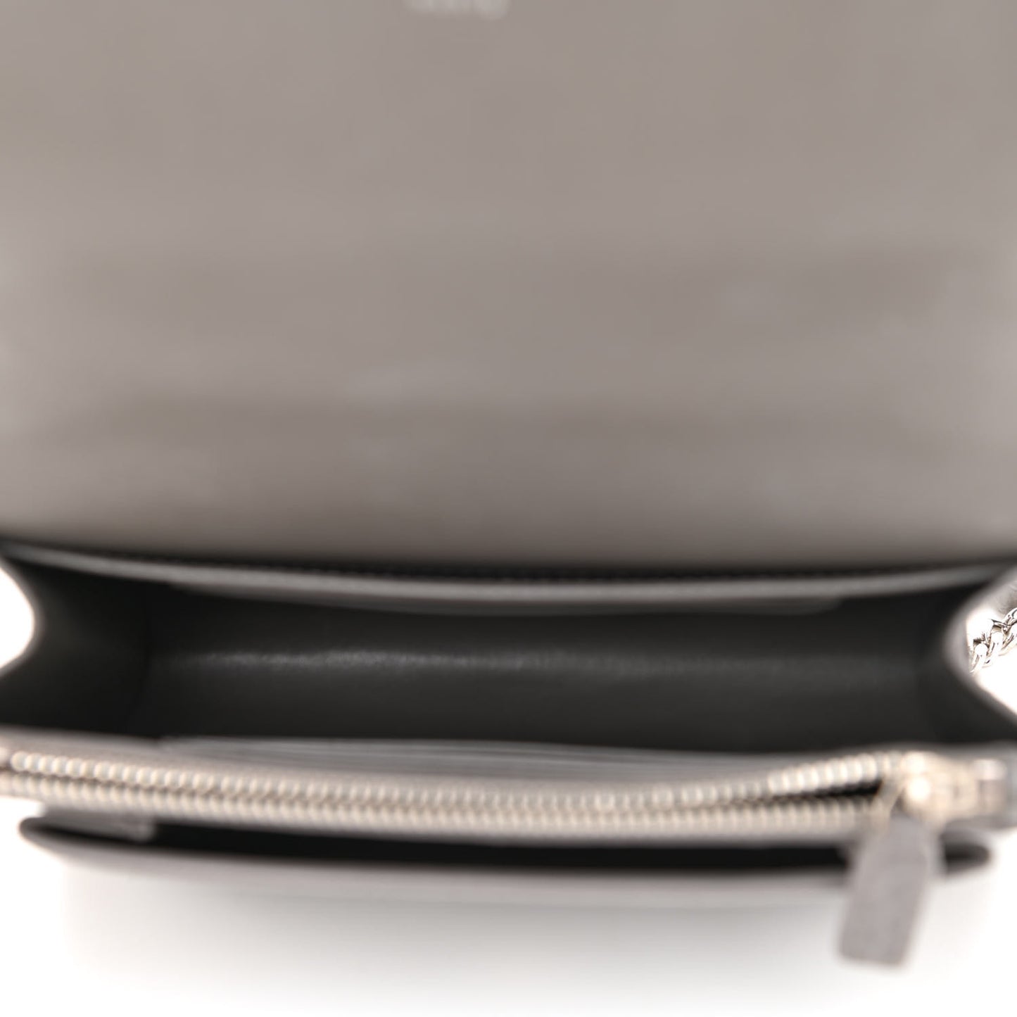 Calfskin Crocodile Embossed Monogram Sunset Chain Wallet Light Grey