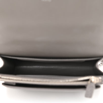 Saint Laurent Calfskin Crocodile Embossed Monogram Sunset Chain Wallet Light Grey 5 of 8