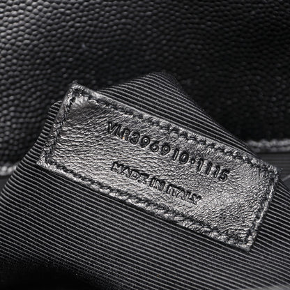 Saint Laurent Smooth Calfskin Matelasse Chevron Large Monogram Satchel Black 8 of 12