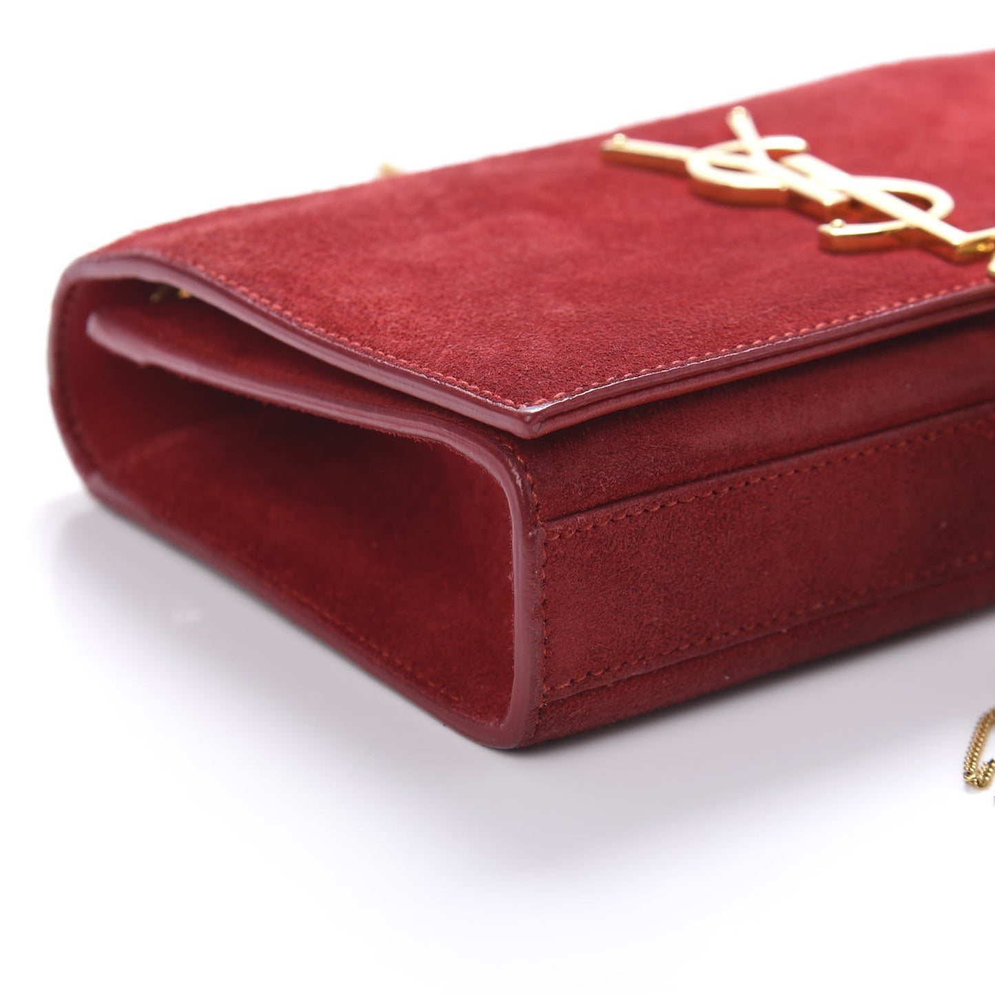 Suede Small Classic Monogram Kate Tassel Satchel Red