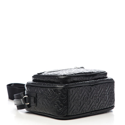 Burberry Calfskin Embossed Monogram Small Camera Bag Black 3 of 9