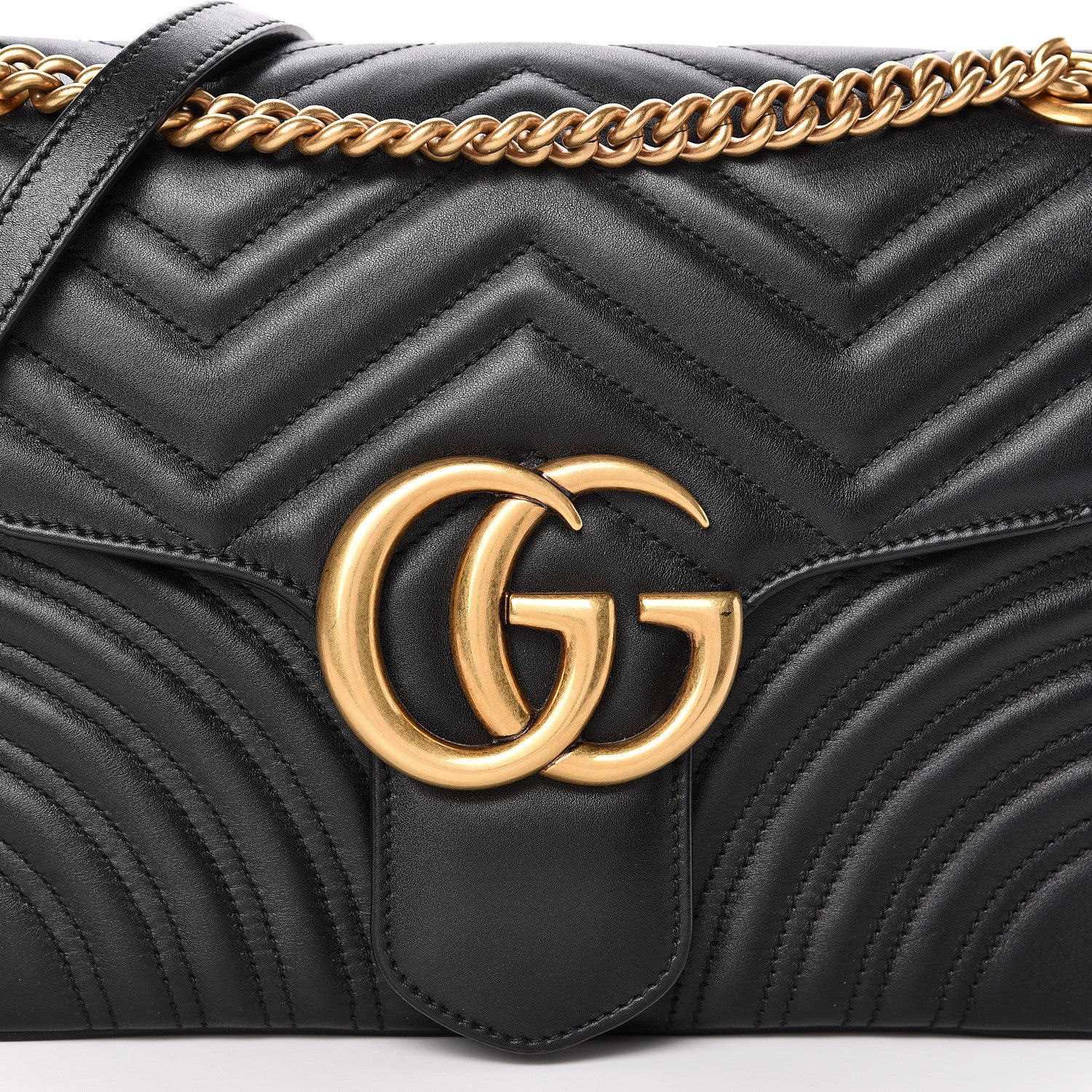 Gucci Calfskin Matelasse Medium GG Marmont Shoulder Bag Black 12 of 12