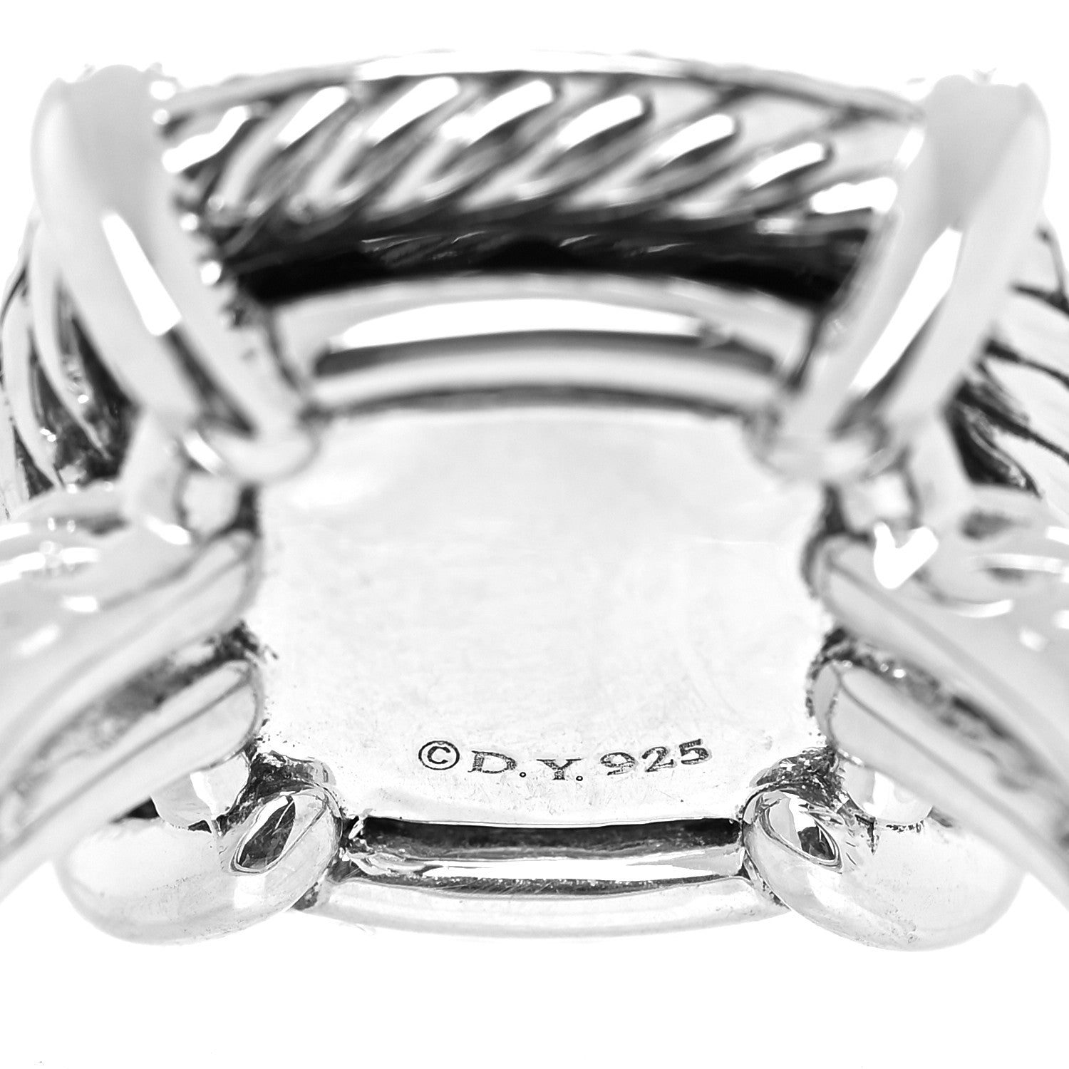 David Yurman Sterling Silver Diamond Black Orchid 14mm Chatelaine Pave Bezel Ring 57 8 5 of 5