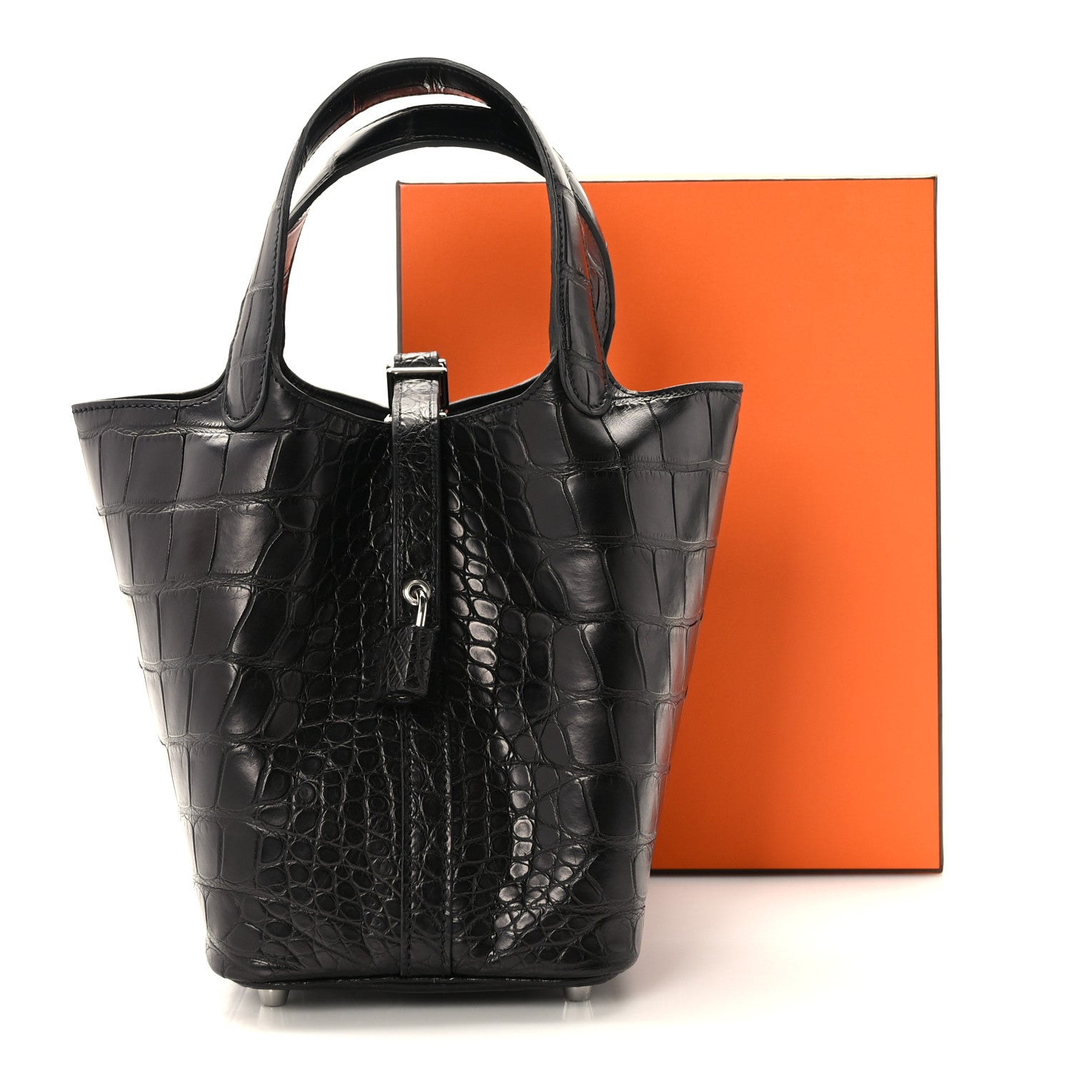 Hermes Matte Alligator Picotin Lock 18 Black 12 of 12