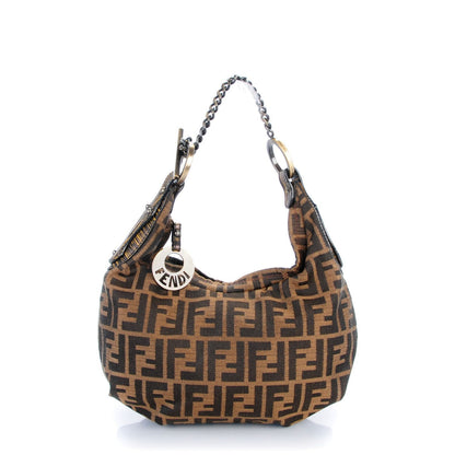 Fendi Zucca Vitello Elite Small Chef Chain Hobo Tobacco Moro Giallo 1 of 7