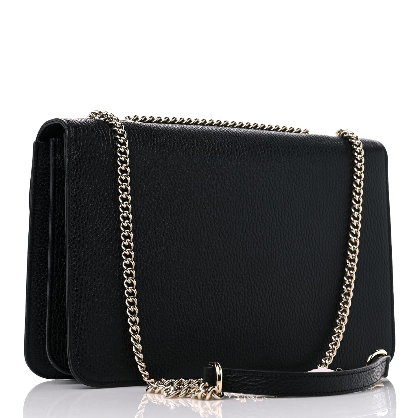 Dollar Calfskin Interlocking G Shoulder Bag Black