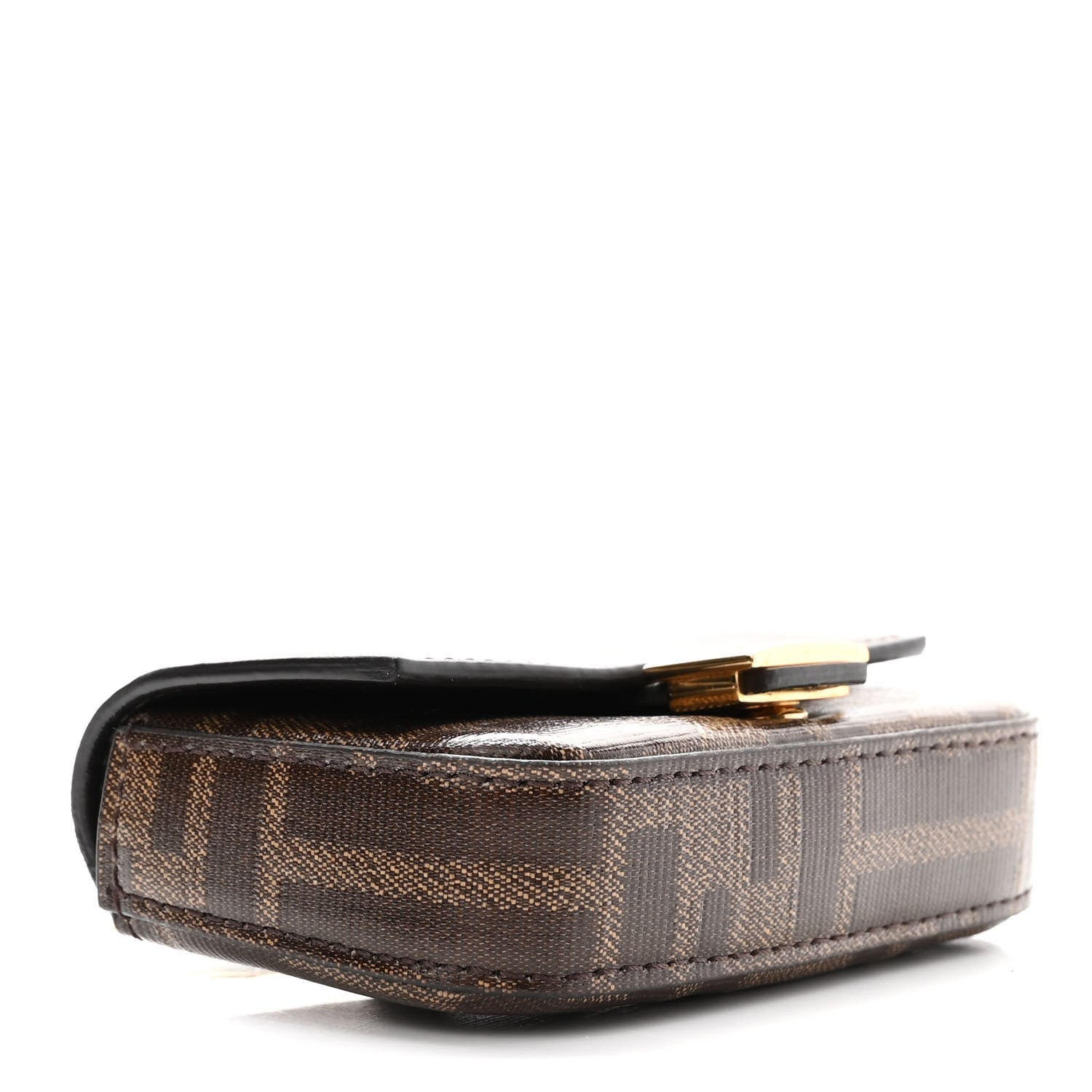 Fendi Glazed Fabric FF 1974 Nano Baguette Charm Mogano Panna 4 of 10
