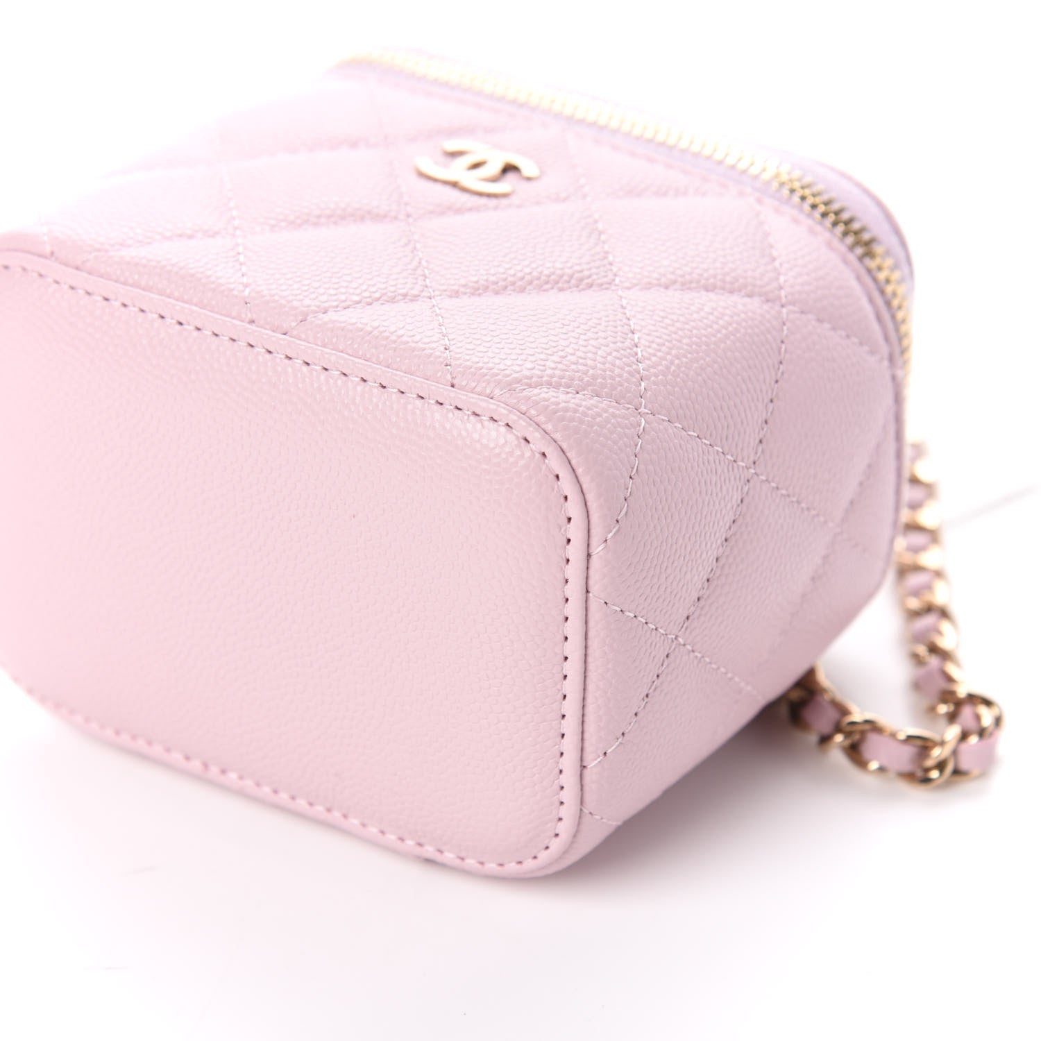 Chanel Caviar Quilted Mini Vanity Case With Chain Light Pink 9 of 10