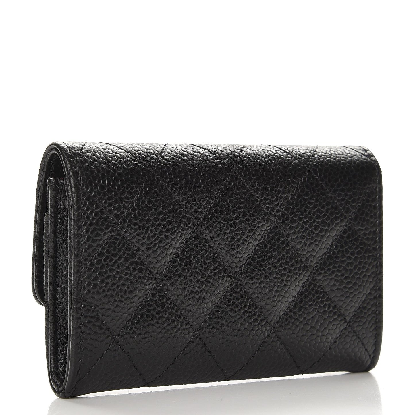 Caviar Quilted Flap Card Holder Black