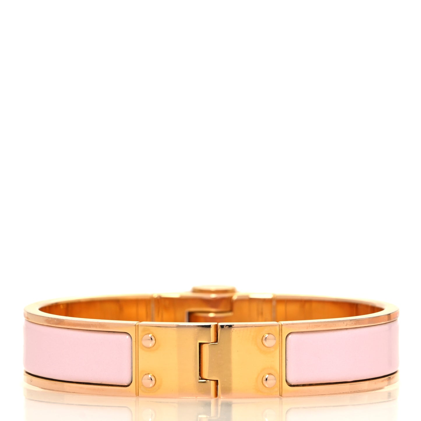 Enamel Charniere Uni Narrow Hinged Bracelet S Rose Cassatta