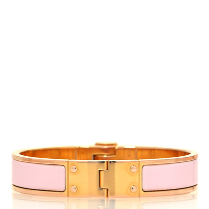 Hermes Enamel Charniere Uni Narrow Hinged Bracelet S Rose Cassatta 3 of 5