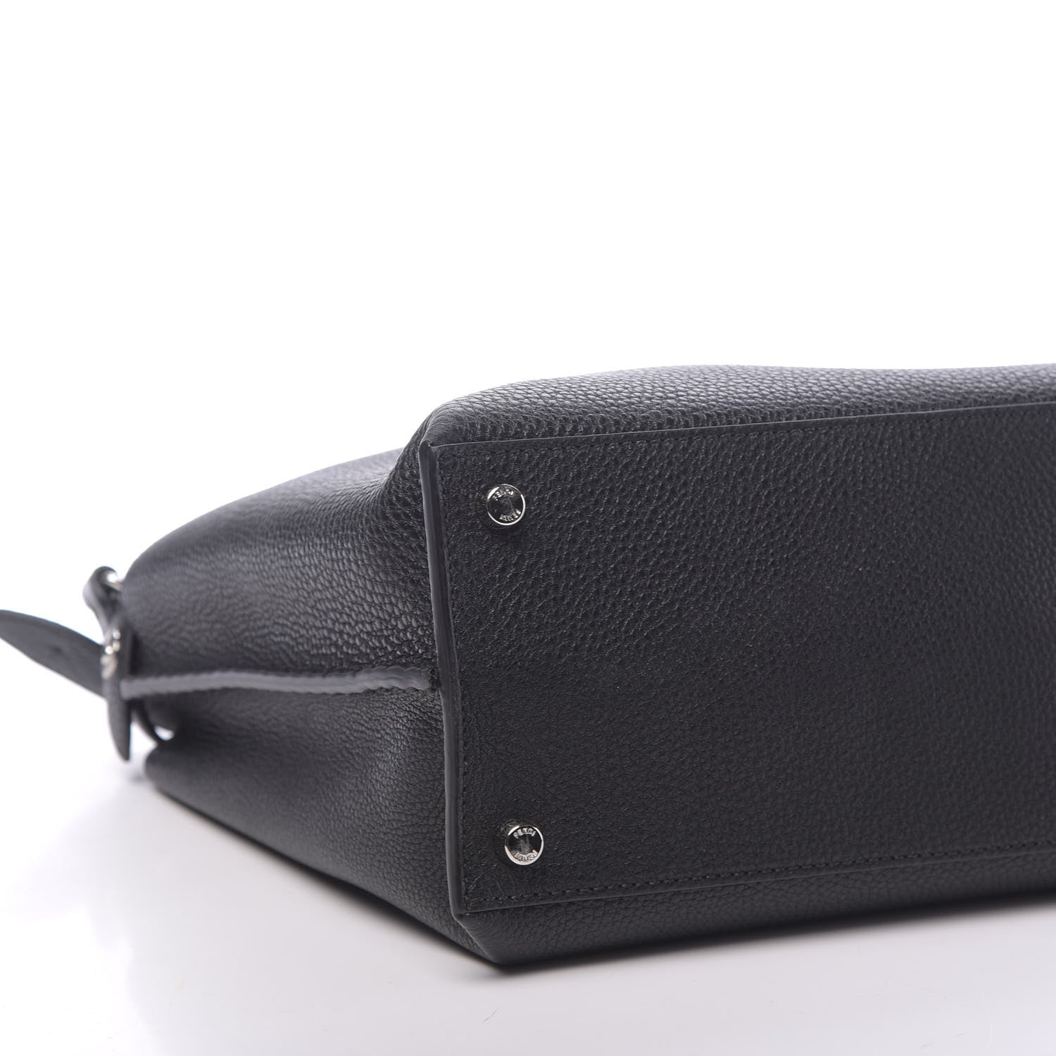 Fendi Cuoio Romano Selleria Vitello Grace Glazed Fabric FF 1974 Large Peekaboo Iconic Essential Satchel Black 9 of 11