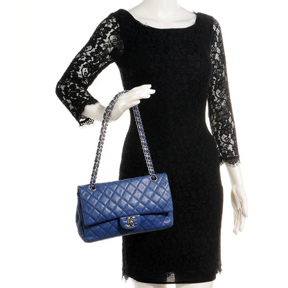 Chanel Washed Caviar Medium Double Flap Blue 2 of 8
