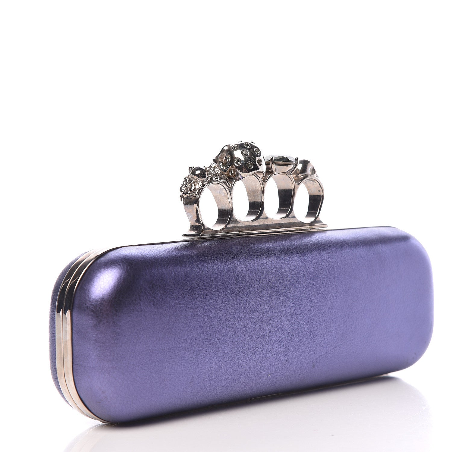 Alexander McQueen Metallic Nappa Knucklebox Clutch Purple 3 of 15