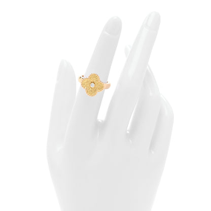 Van Cleef & Arpels 18K Yellow Gold Diamond Vintage Alhambra Ring 50 5.5 2 of 4
