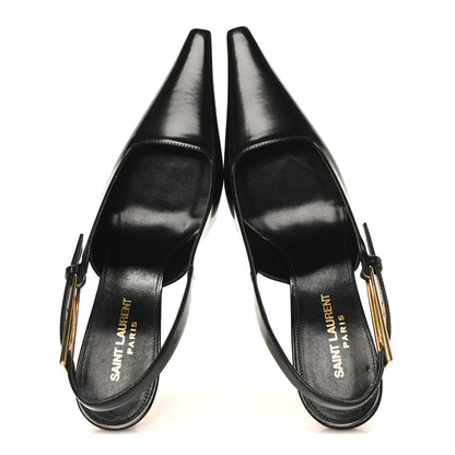 Saint Laurent Vitello Marilyn Lee 75 Slingback Pumps 37 Black 2 of 10