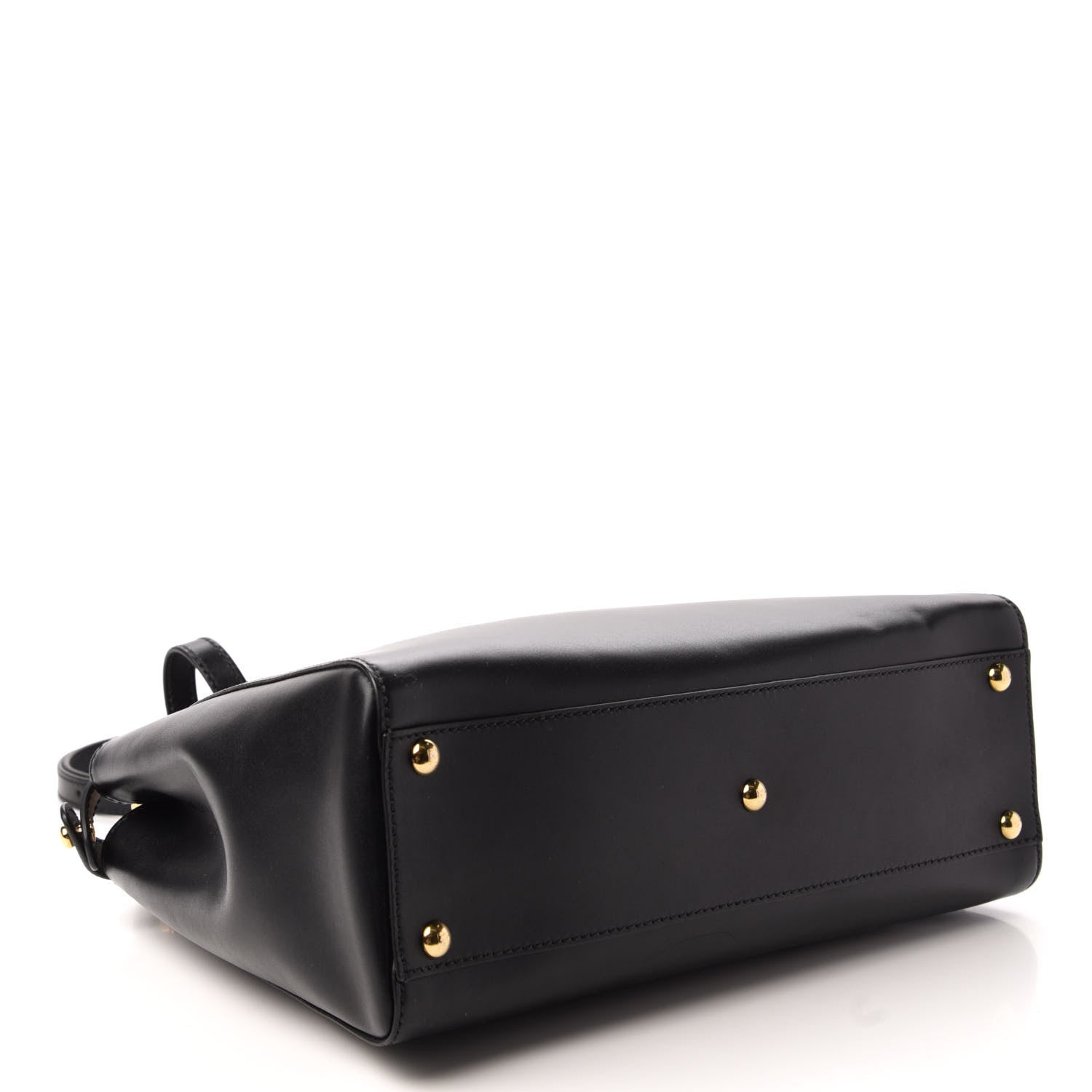 Fendi Vitello Morgan Shiny Nappa Medium Peekaboo Iconic Satchel Black Rosa Plaster 4 of 9