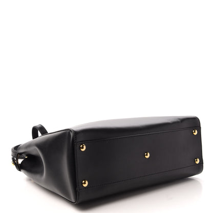 Fendi Vitello Morgan Shiny Nappa Medium Peekaboo Iconic Satchel Black Rosa Plaster 4 of 9