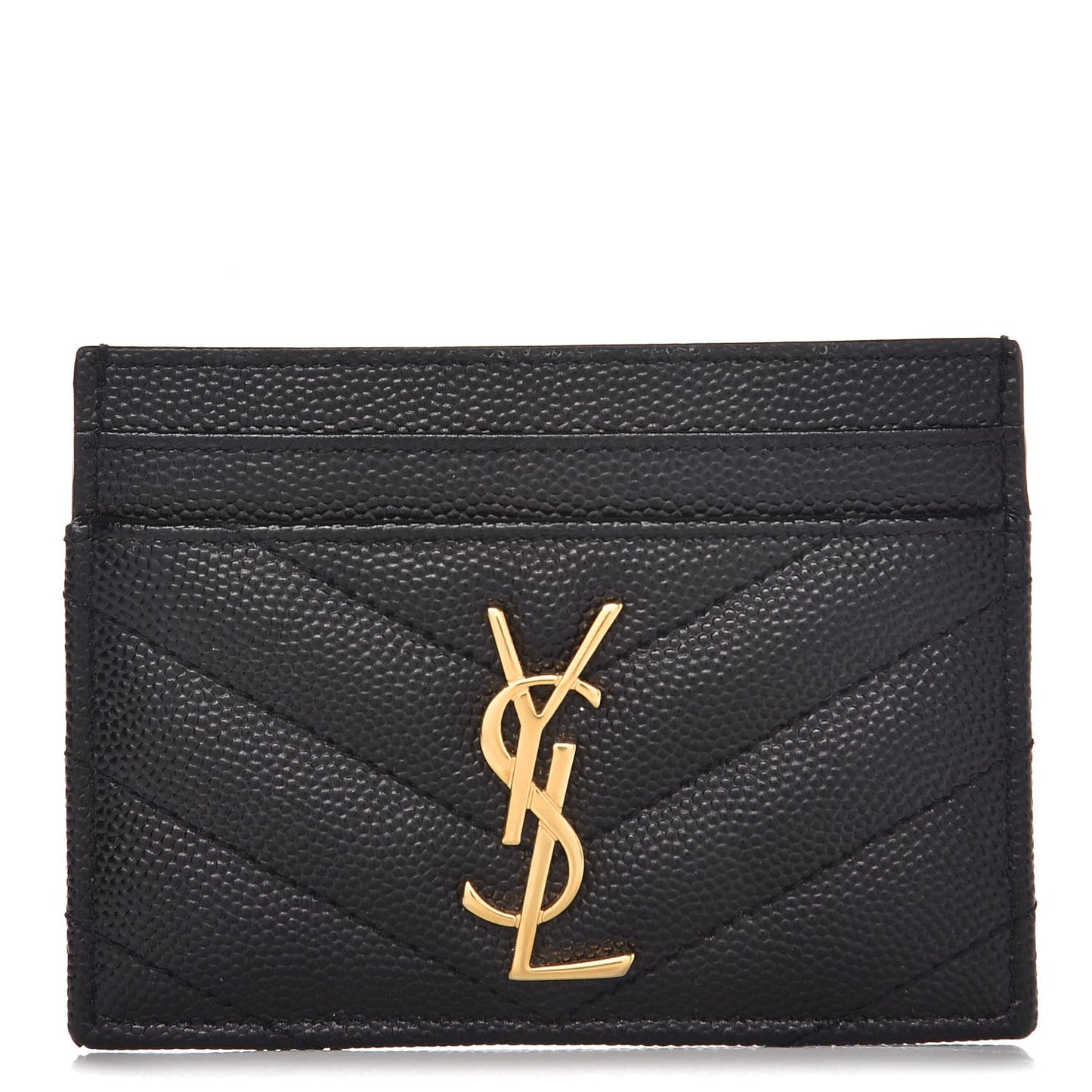 Grain De Poudre Matelasse Chevron Monogram Credit Card Case Black
